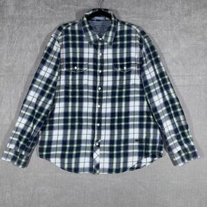 Original True Grit Flannel Shirt Mens XL Multicolor Plaid Curved Hem Button Up